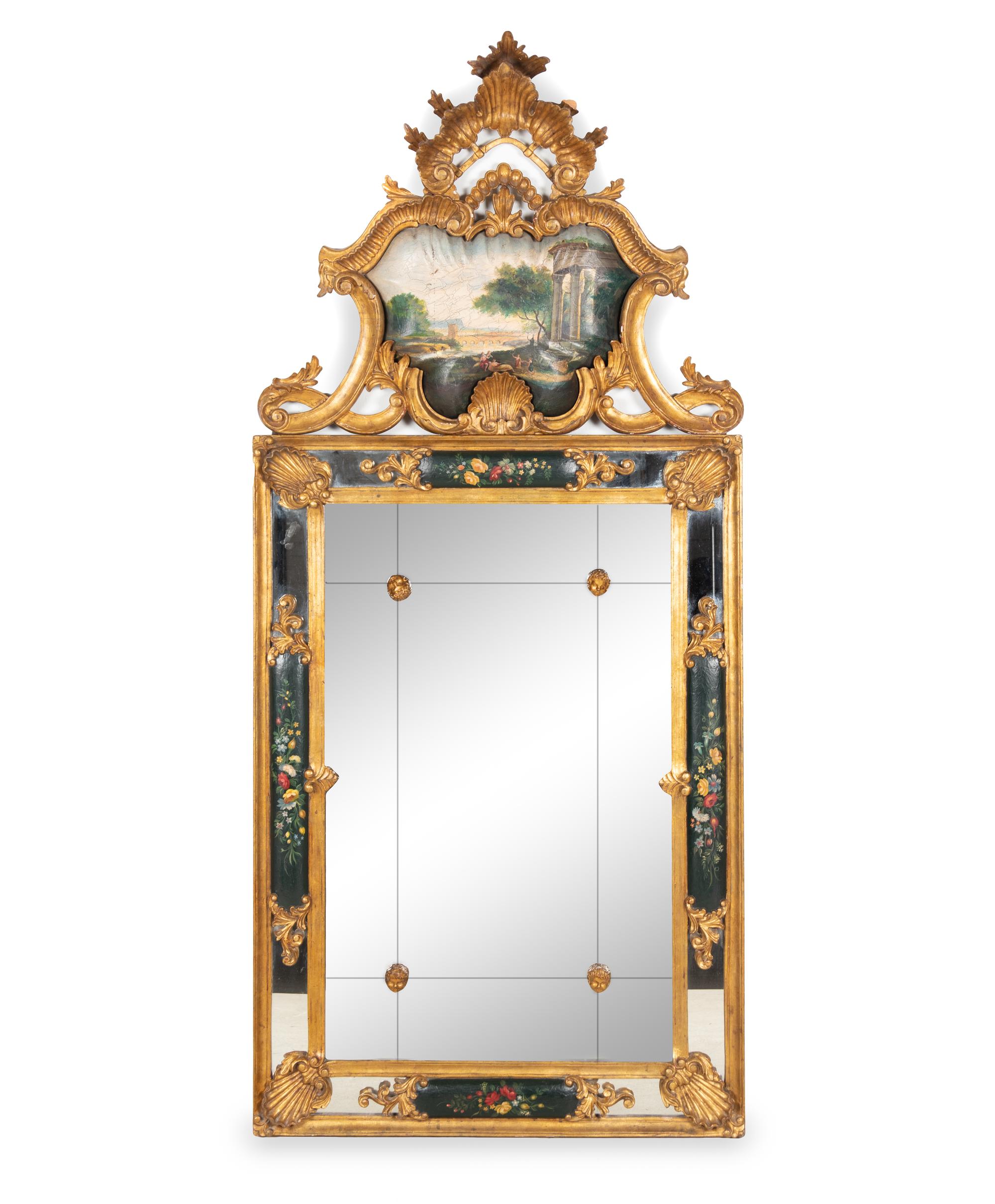 A Venetian Style Painted and Giltwood Mirror