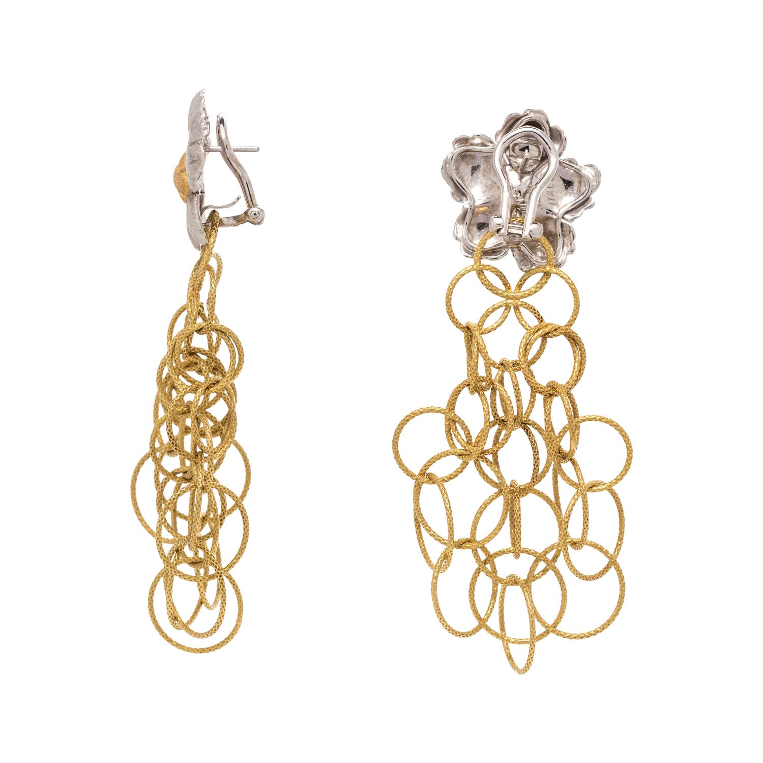 BUCCELLATI, BICOLOR GOLD 'OLYMPIA' CONVERTIBLE EARCLIPS