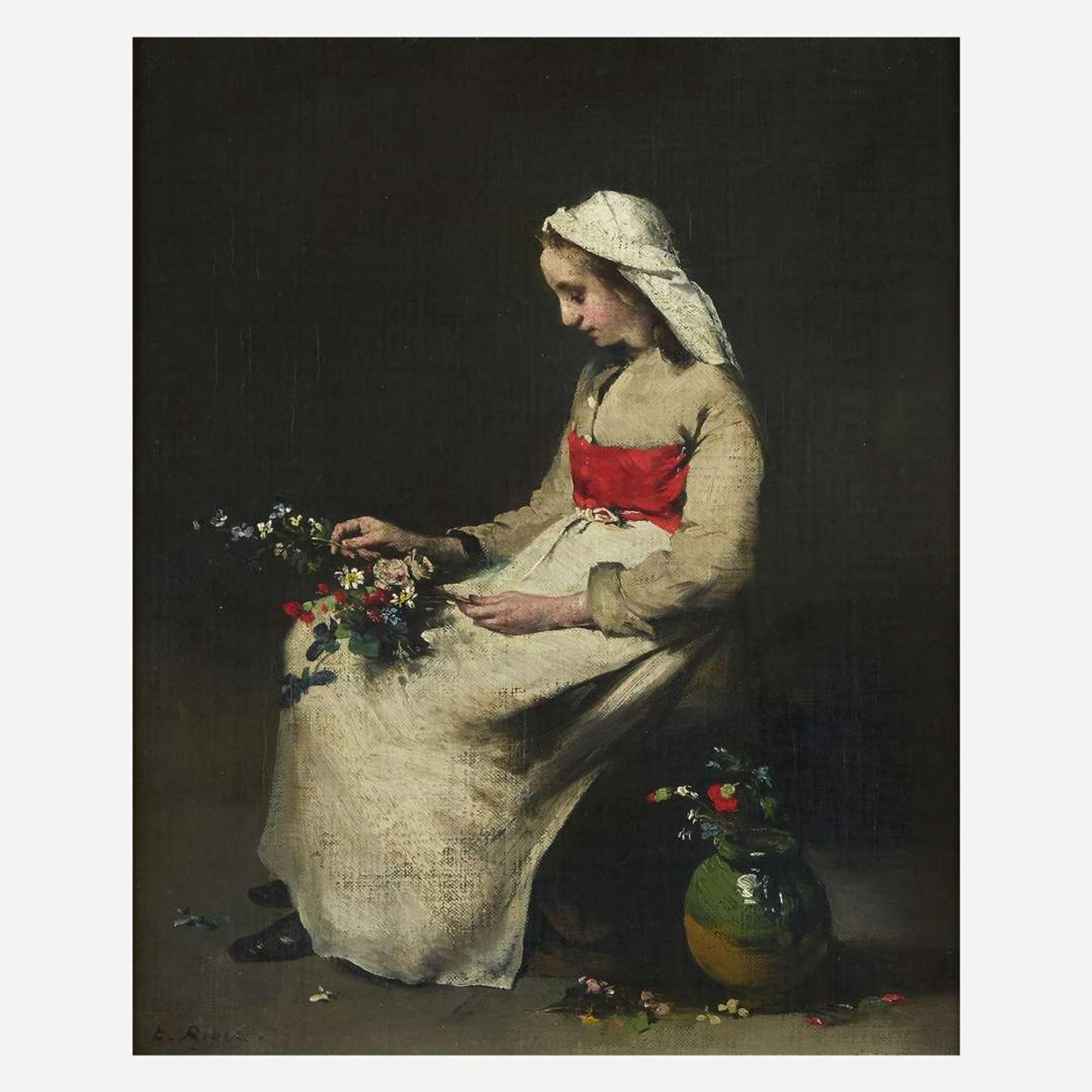 Théodule Ribot (French, 1823–1891) La Fleuriste