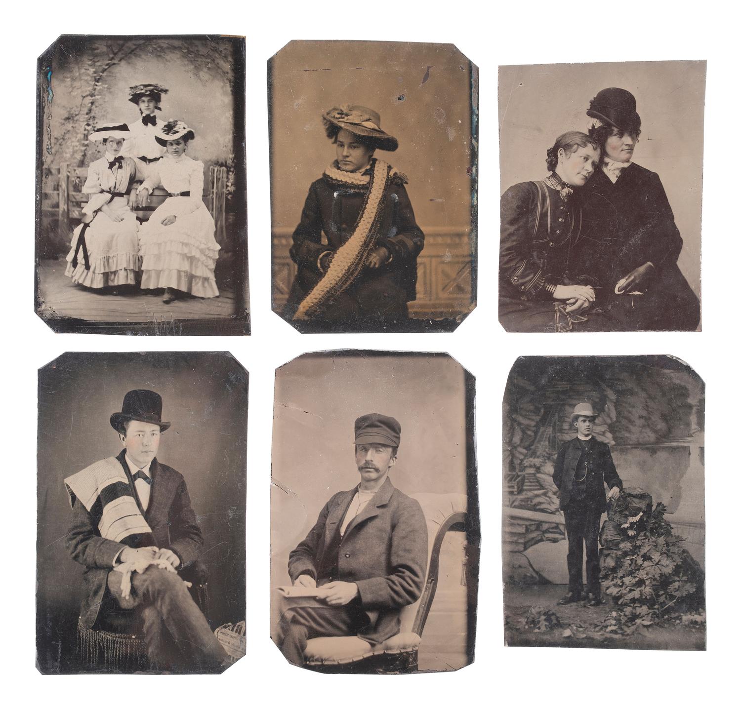 [EARLY PHOTOGRAPHY]. 26 assorted tintypes featuring subjects wearing hats.