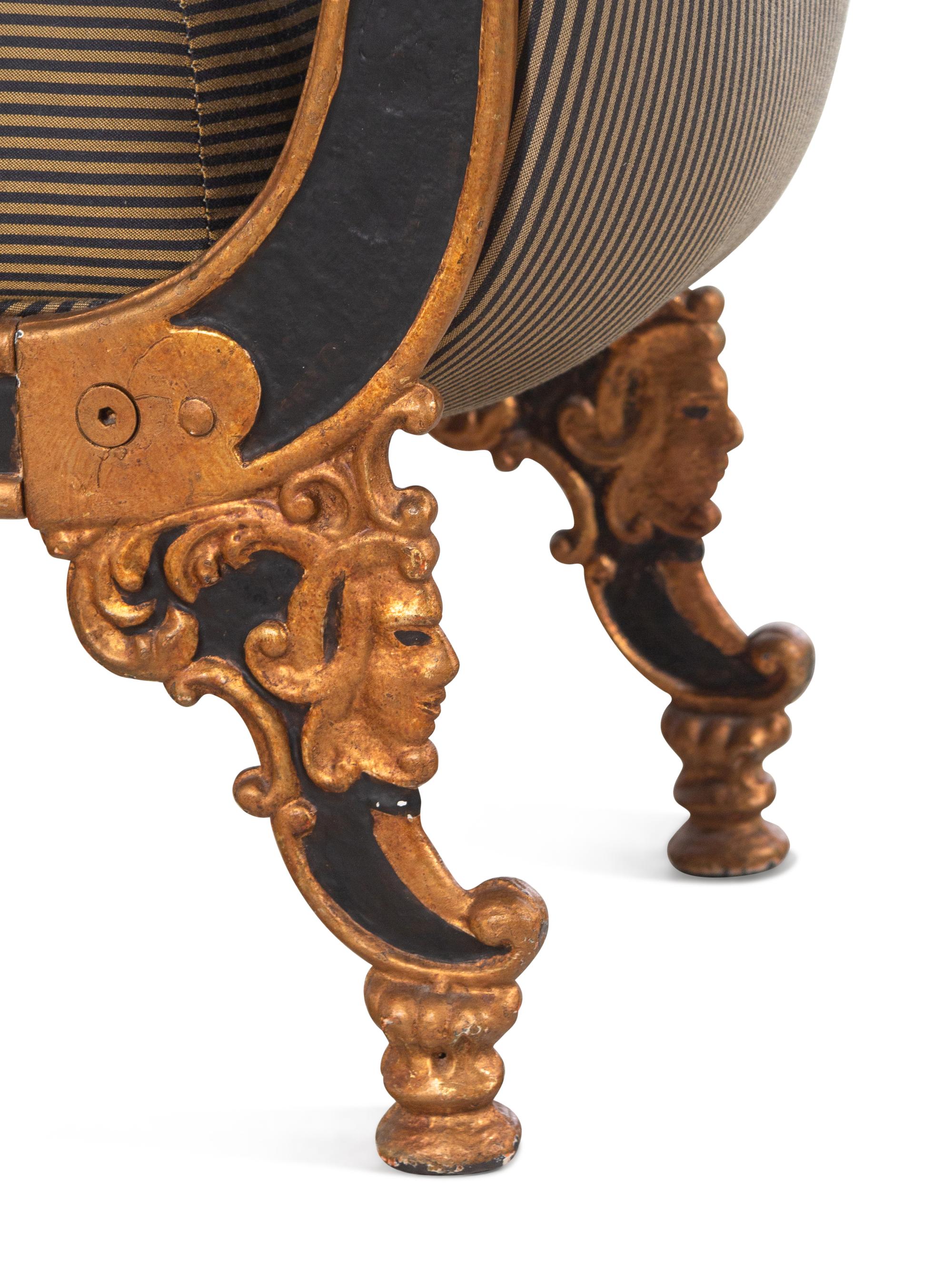 An Empire Style Painted and Parcel Gilt Metal Bench