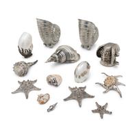 A Collection of Silvered Shells and Shell-Form Table Ornaments