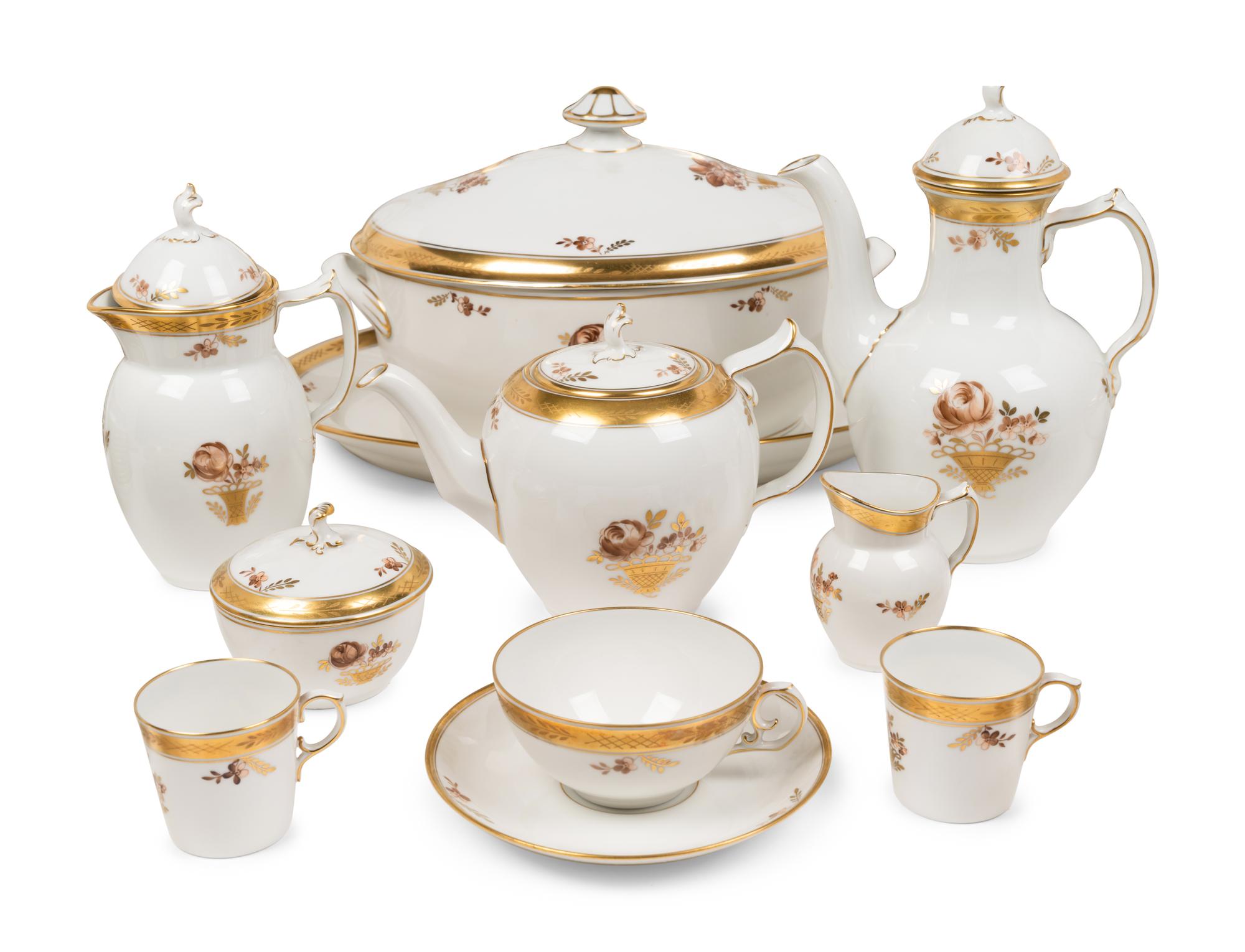 A Royal Copenhagen Golden Basket Porcelain Dinner Service