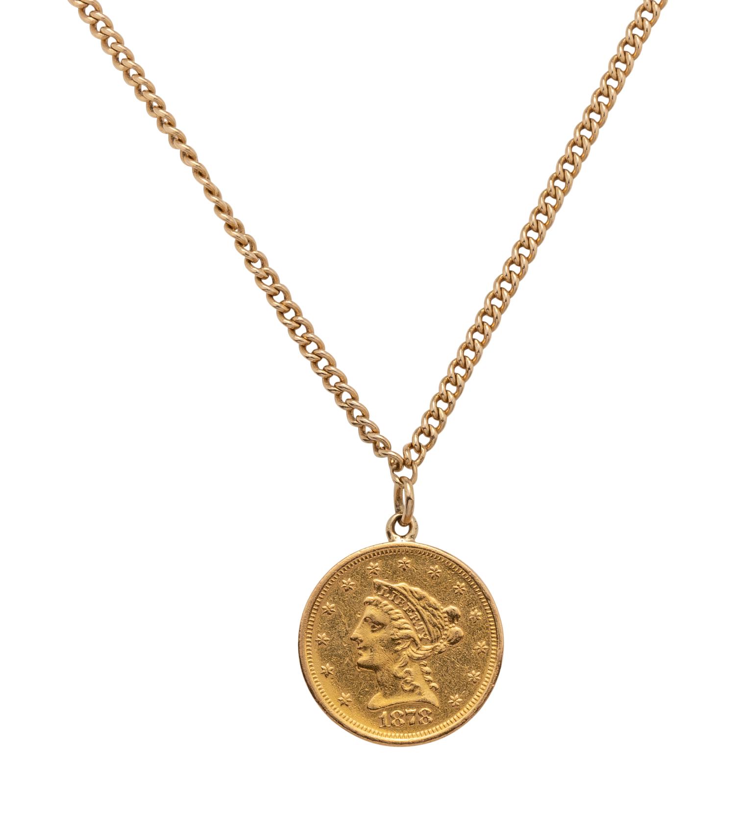 YELLOW GOLD AND COIN NECKLACE