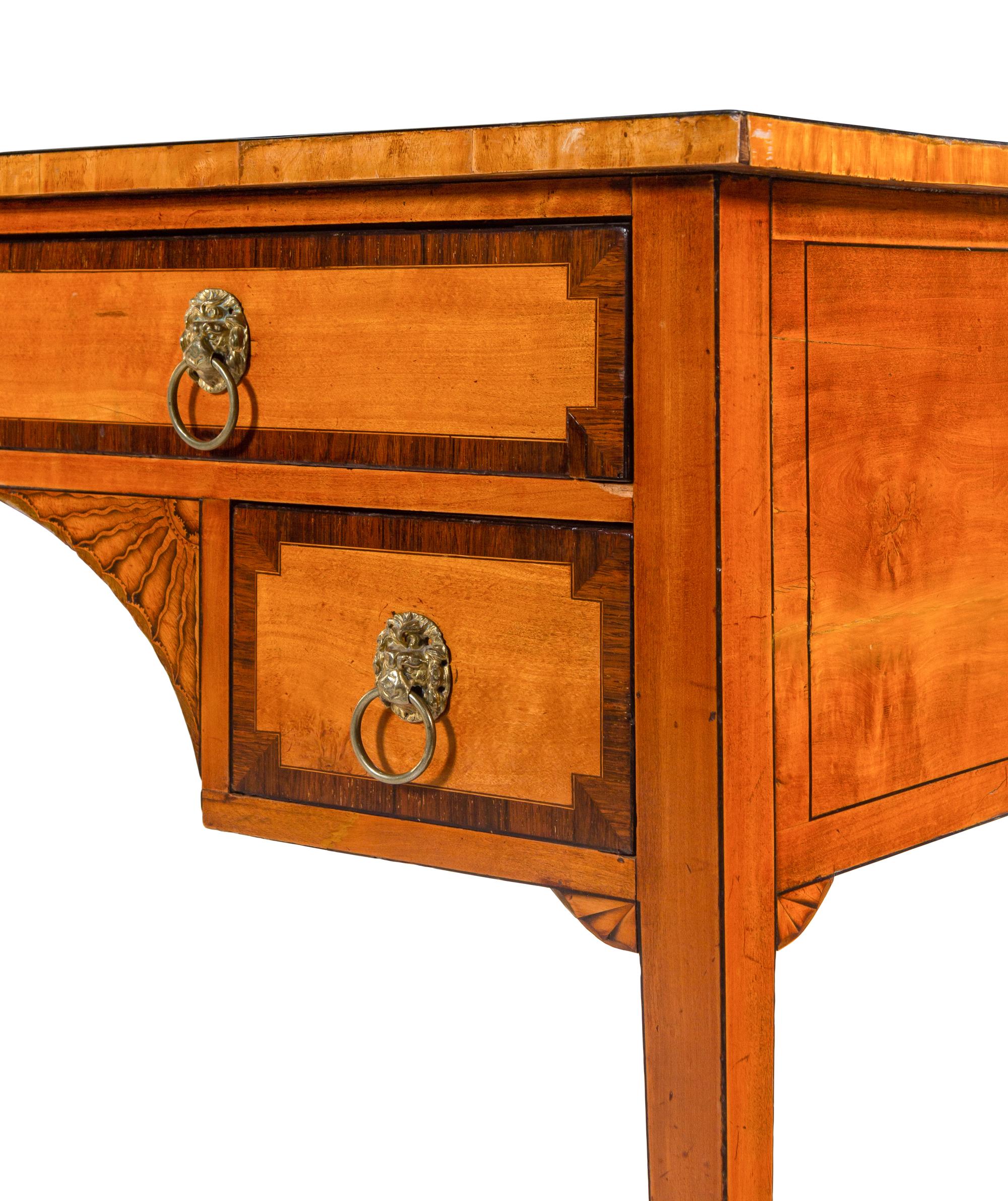 A George III Mahogany, Satinwood and Marquetry Writing Table