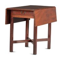 A Chippendale Figured Mahogany X-Form Stretcher Base Pembroke Table