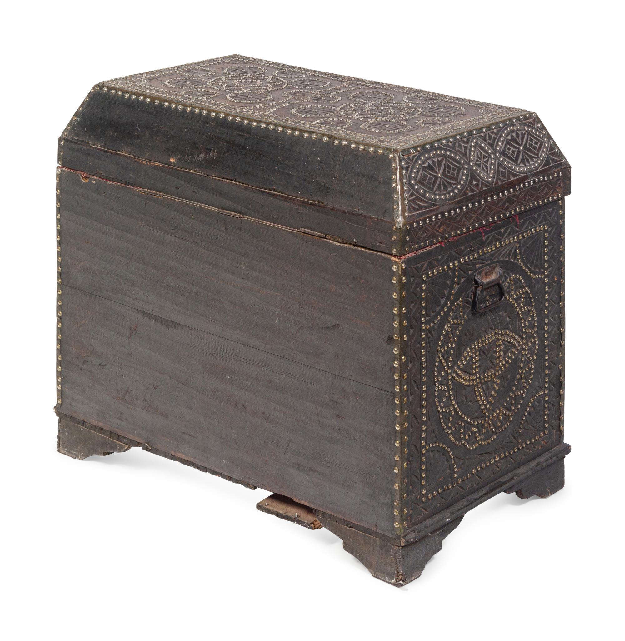 A Portuguese Studded Walnut Trunk