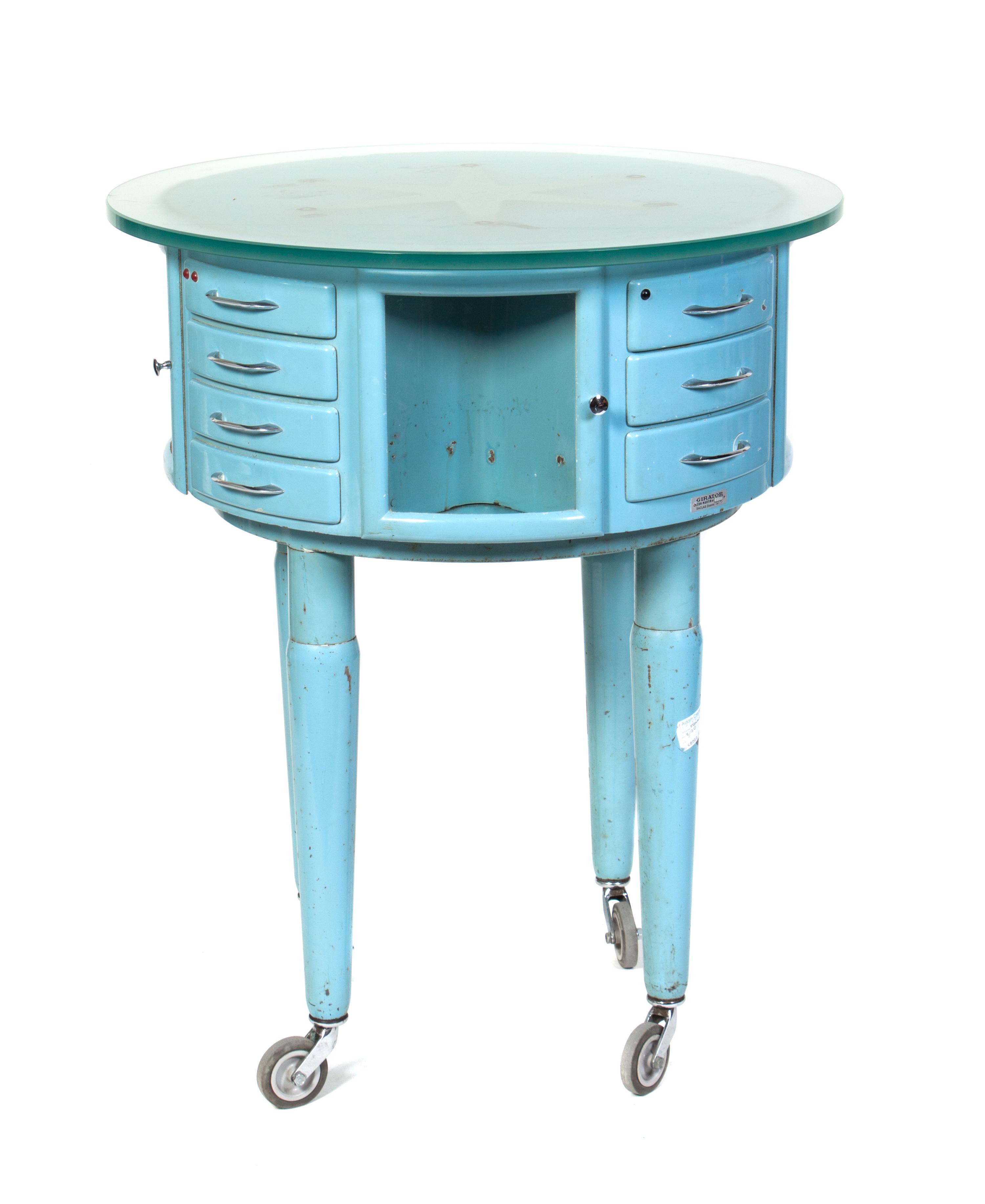 An Enameled Rotating Dentist's Girator Cabinet Height 38 1/4 inches. — FRANCE, CIRCA 1940/50s