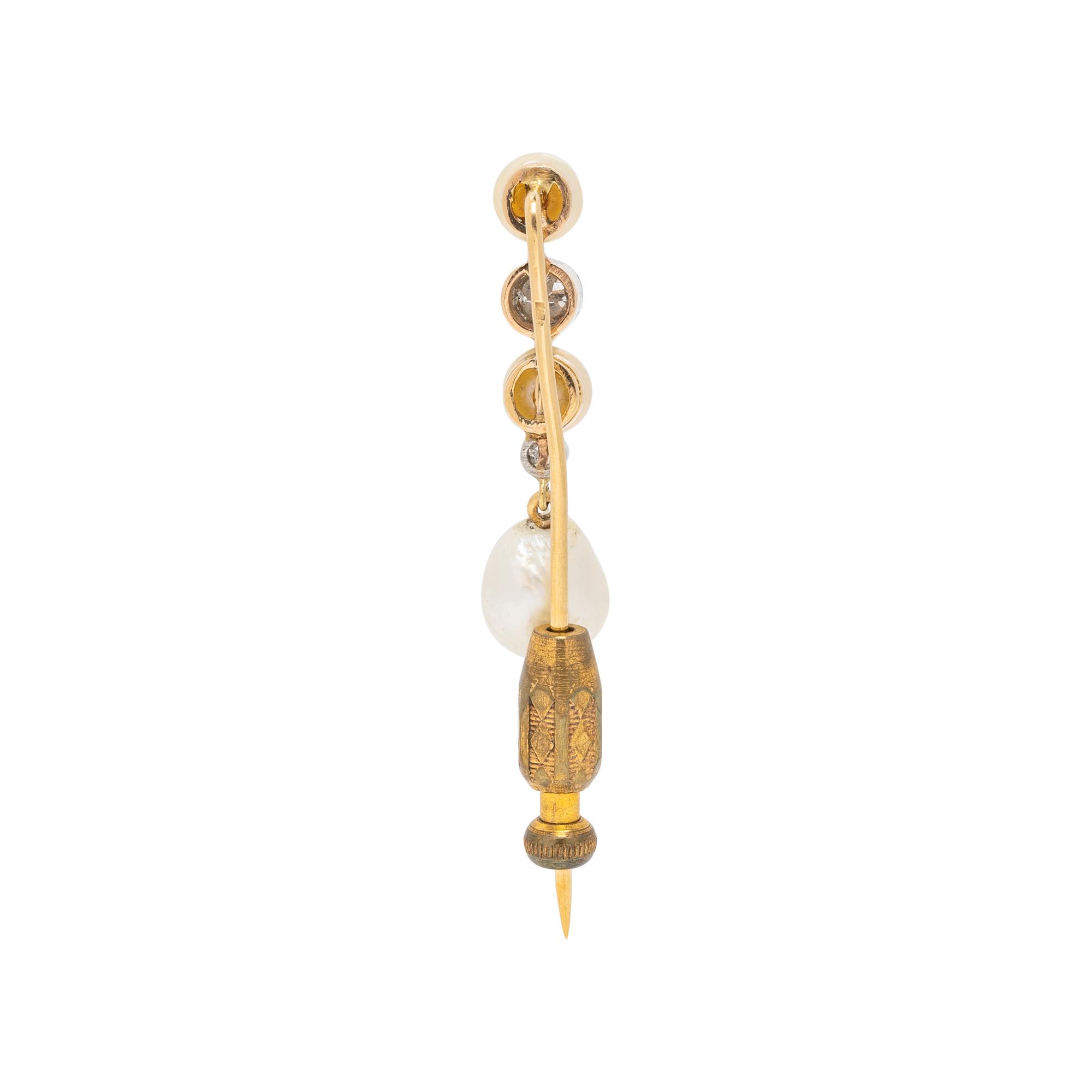 ANTIQUE, PEARL AND DIAMOND PIN