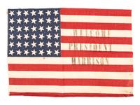 [FLAGS & PATRIOTIC TEXTILES - HARRISON, Benjamin (1833-1901)]. "Welcome President Harrison" parade flag. Ca 1889-1890.