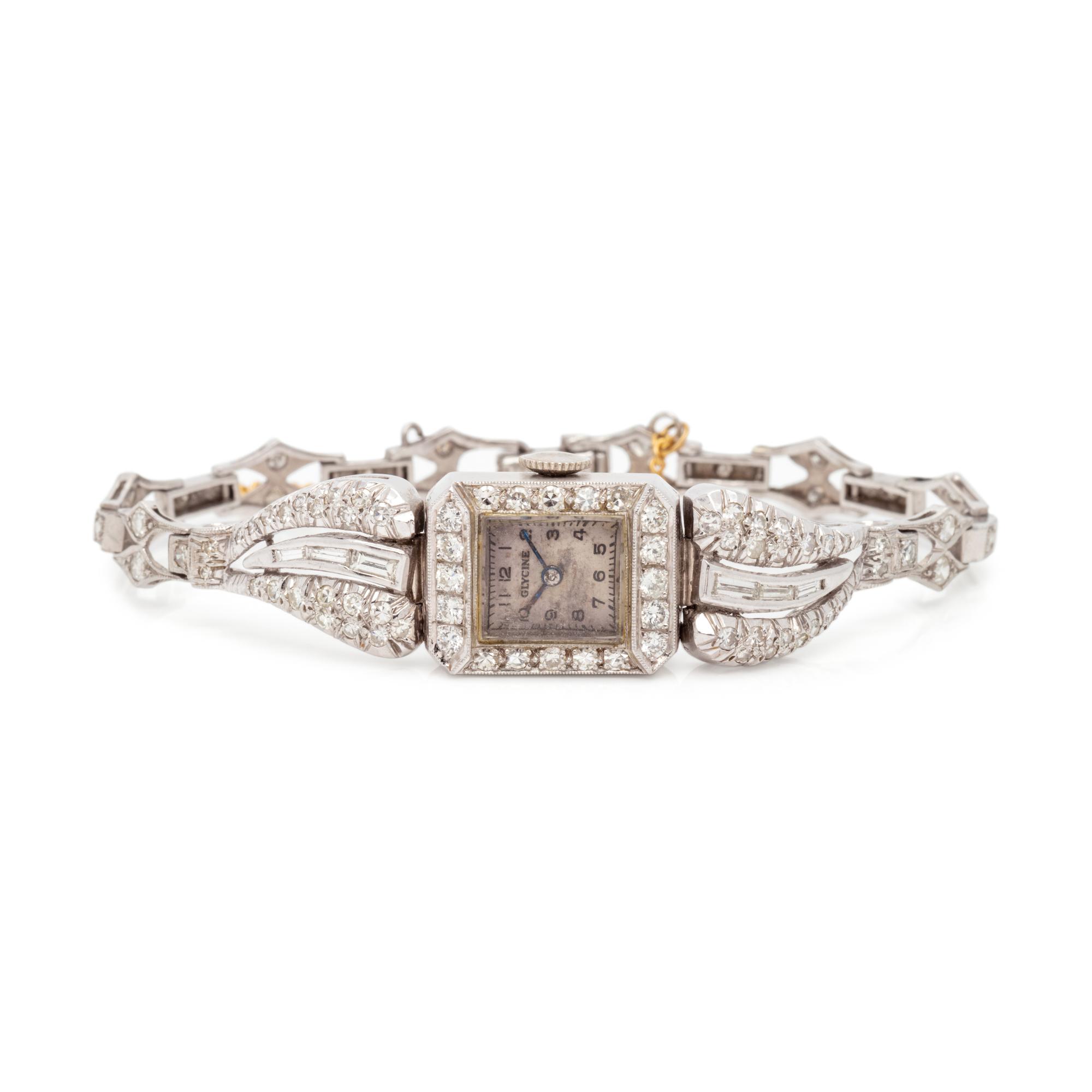 GLYCINE, PLATINUM AND DIAMOND WRISTWATCH