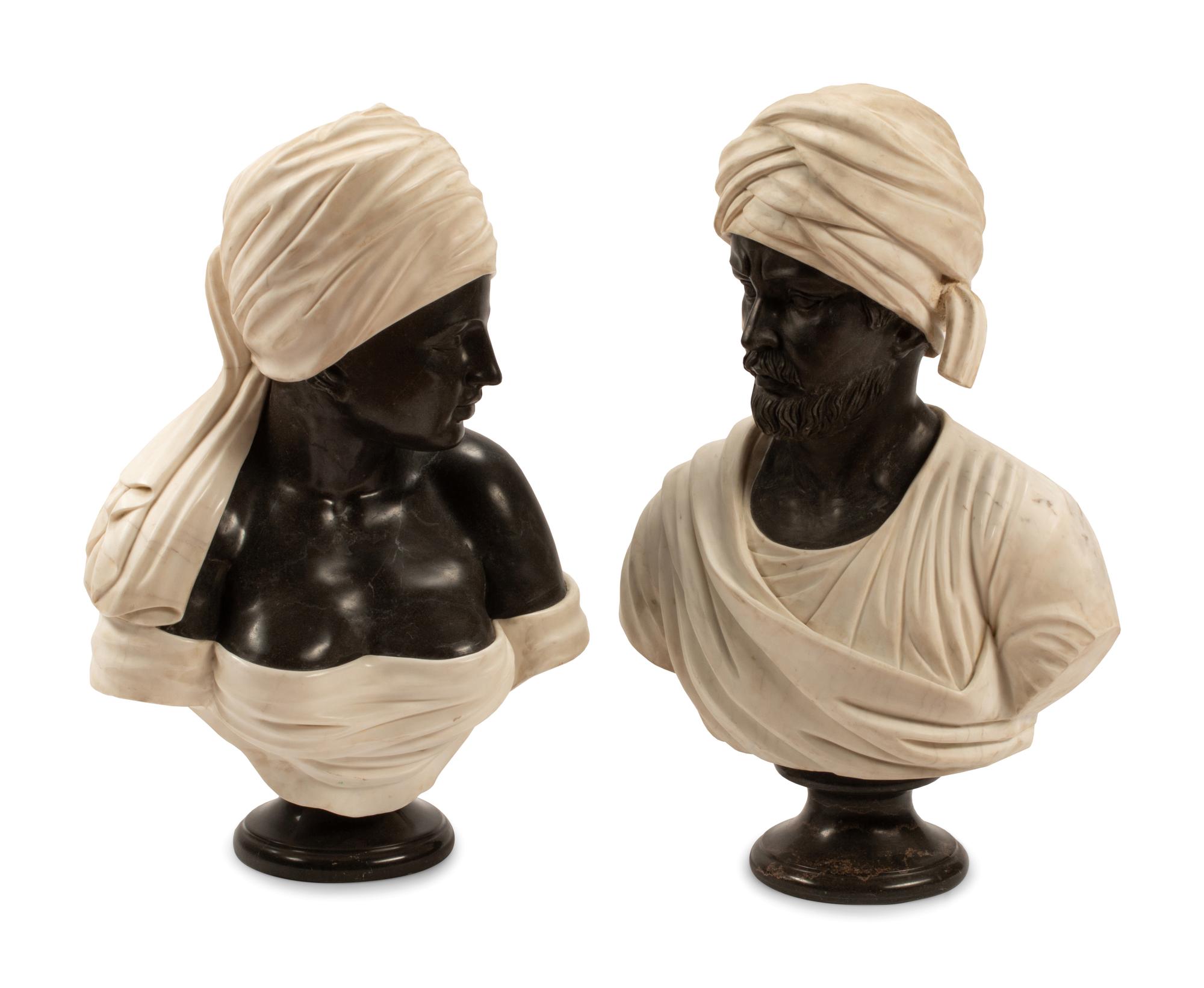 A Pair of Italian Marble Busts