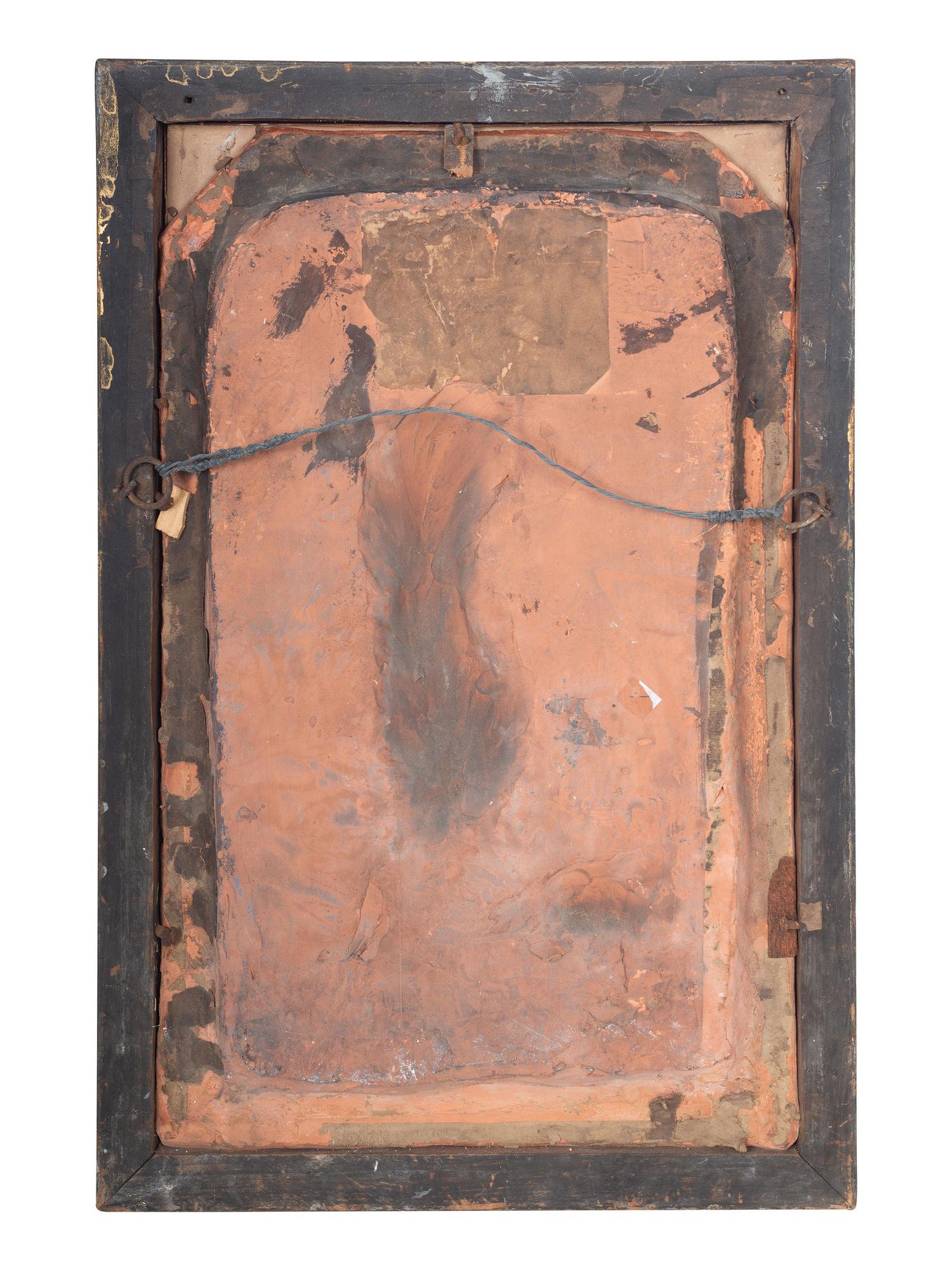 A Framed Terra Cotta Figural Relief Plaque