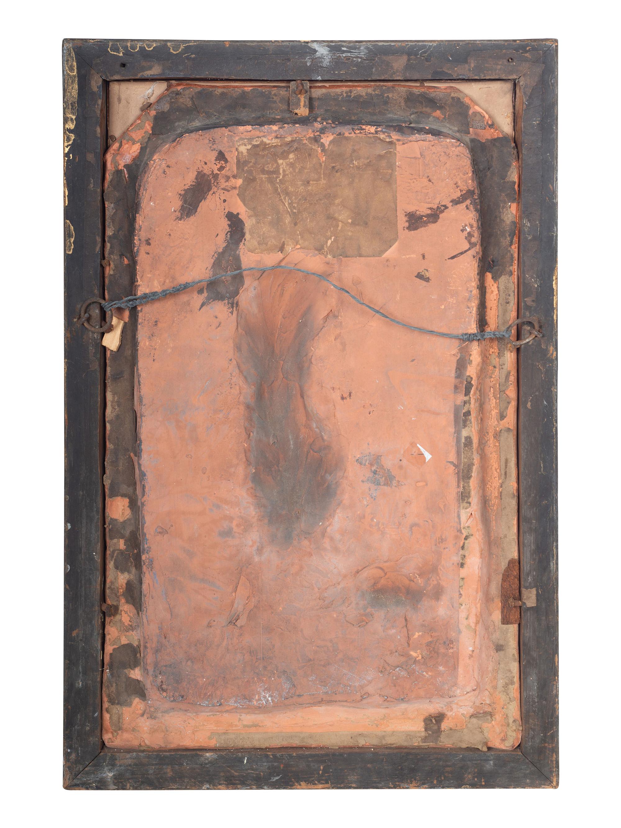 A Framed Terra Cotta Figural Relief Plaque