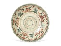 A Chinese Export Enameled Swatow Large Deep Dish