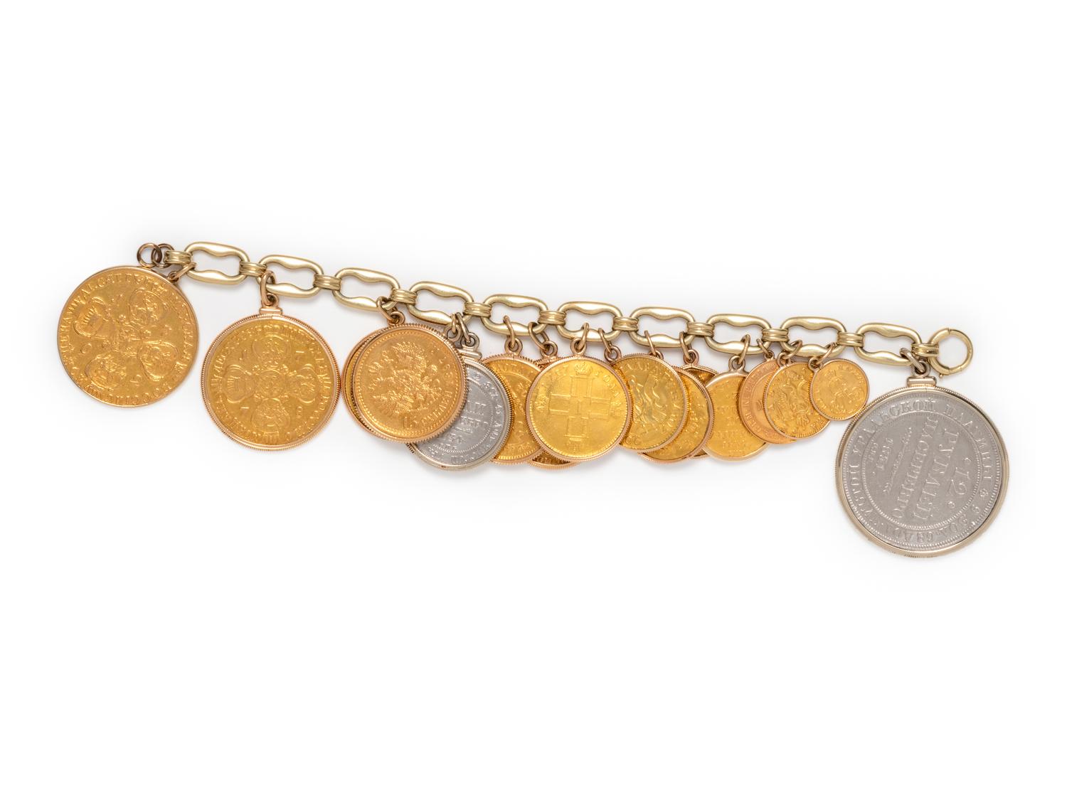 YELLOW GOLD AND COIN BRACELET