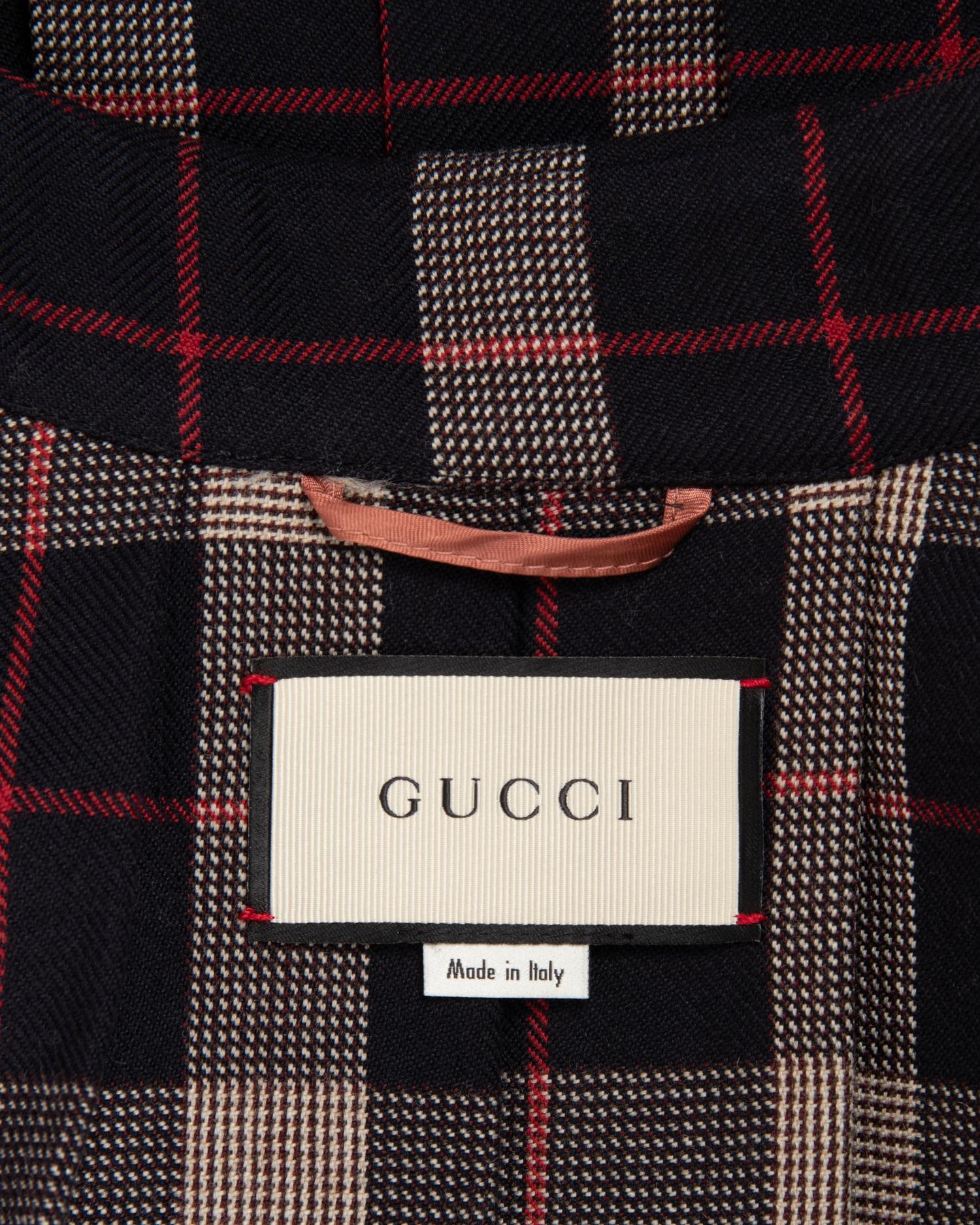 Gucci Wool Plaid Trench Coat