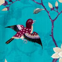 A Large Chinese Embroidered Silk Hanging Panel, Late 19th Century 清晚期 藍地綉花鳥大挂賬