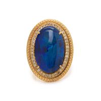 BLACK OPAL AND DIAMOND RING