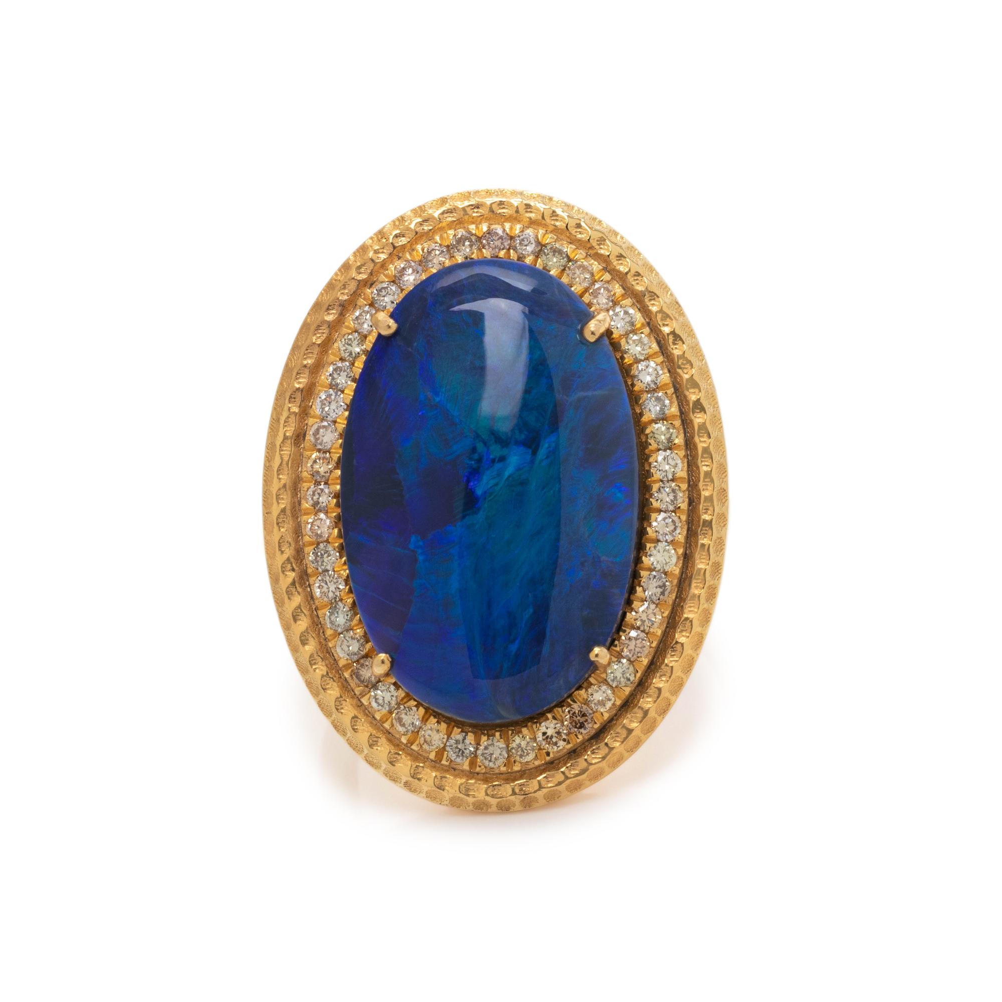 BLACK OPAL AND DIAMOND RING