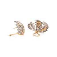 TIFFANY & CO., SCHLUMBERGER, YELLOW GOLD, PLATINUM, AND DIAMOND 'THREE LEAVES' EARRINGS