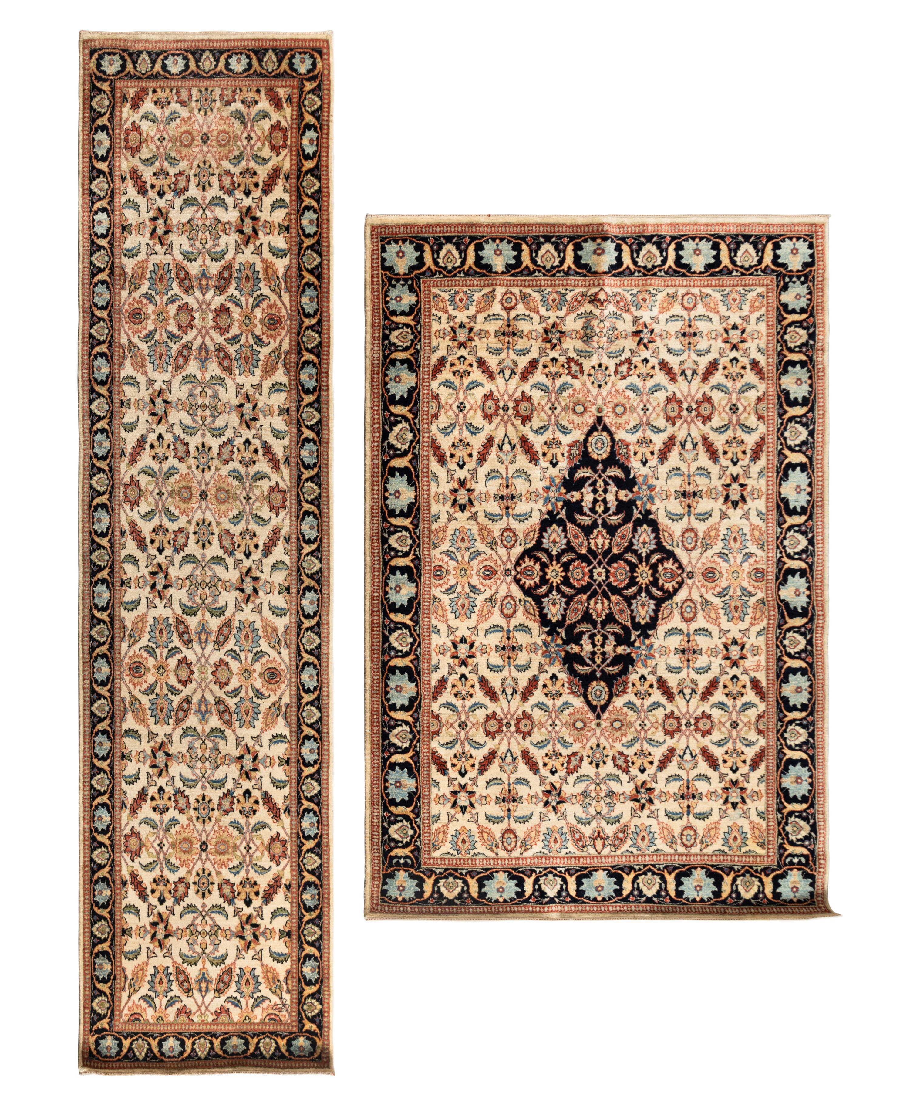 A Kirman Rug and Runner