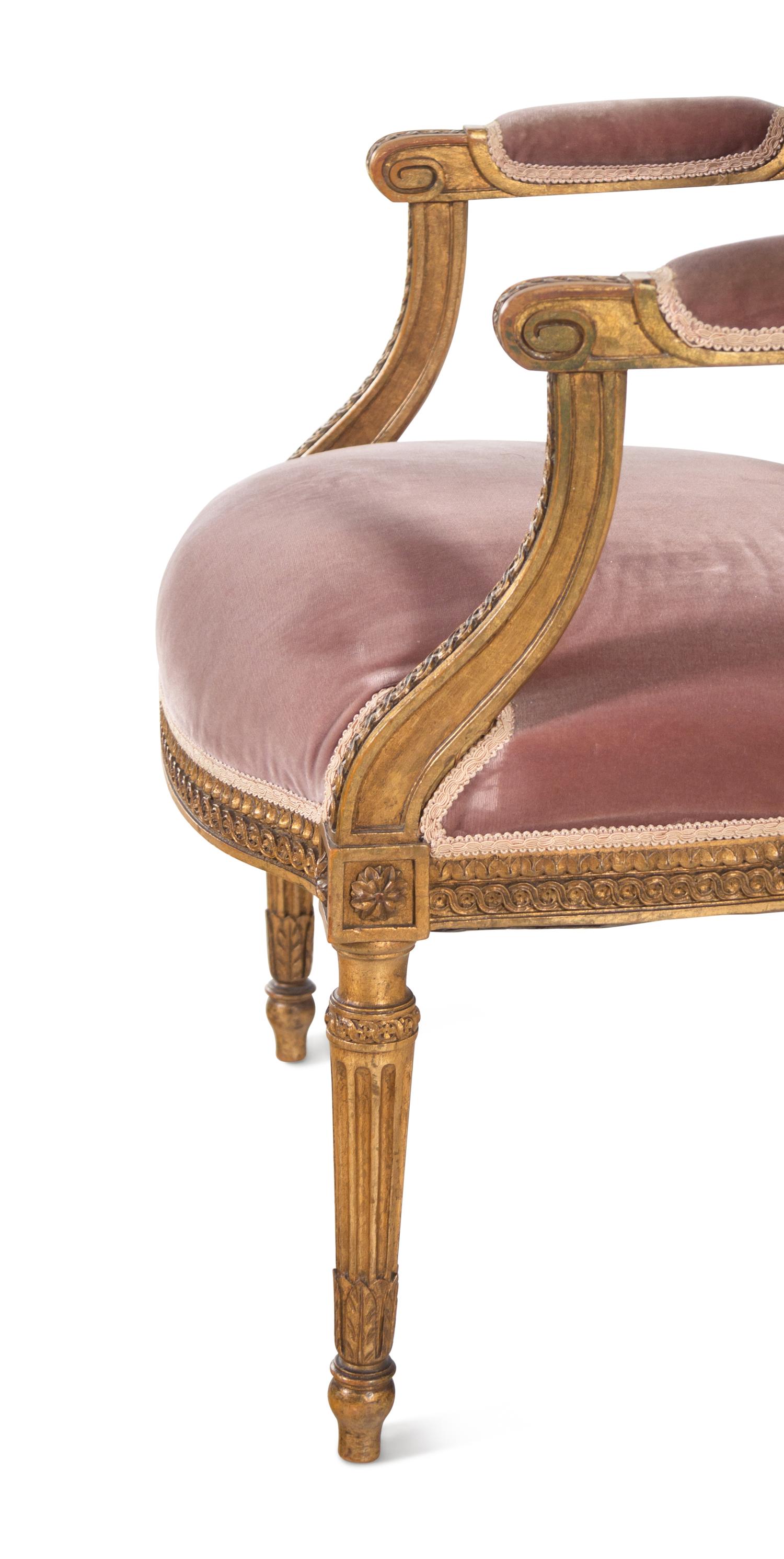 A Pair of Louis XVI Style Giltwood Fauteuils