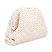 BOTTEGA VENETA, WHITE INTRECCIATO LEATHER CLUTCH