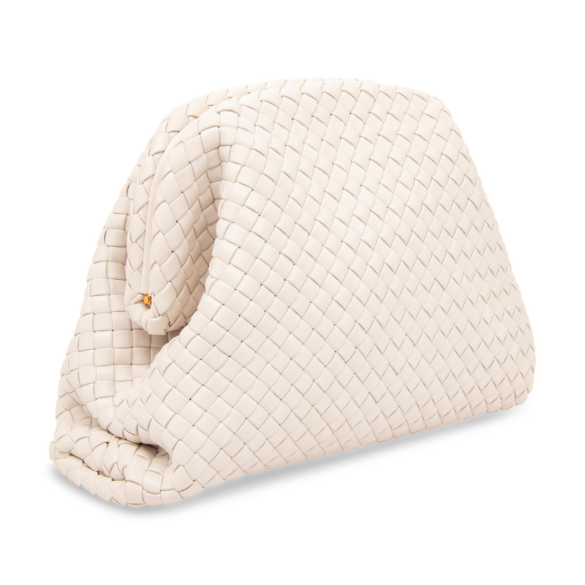 BOTTEGA VENETA, WHITE INTRECCIATO LEATHER CLUTCH