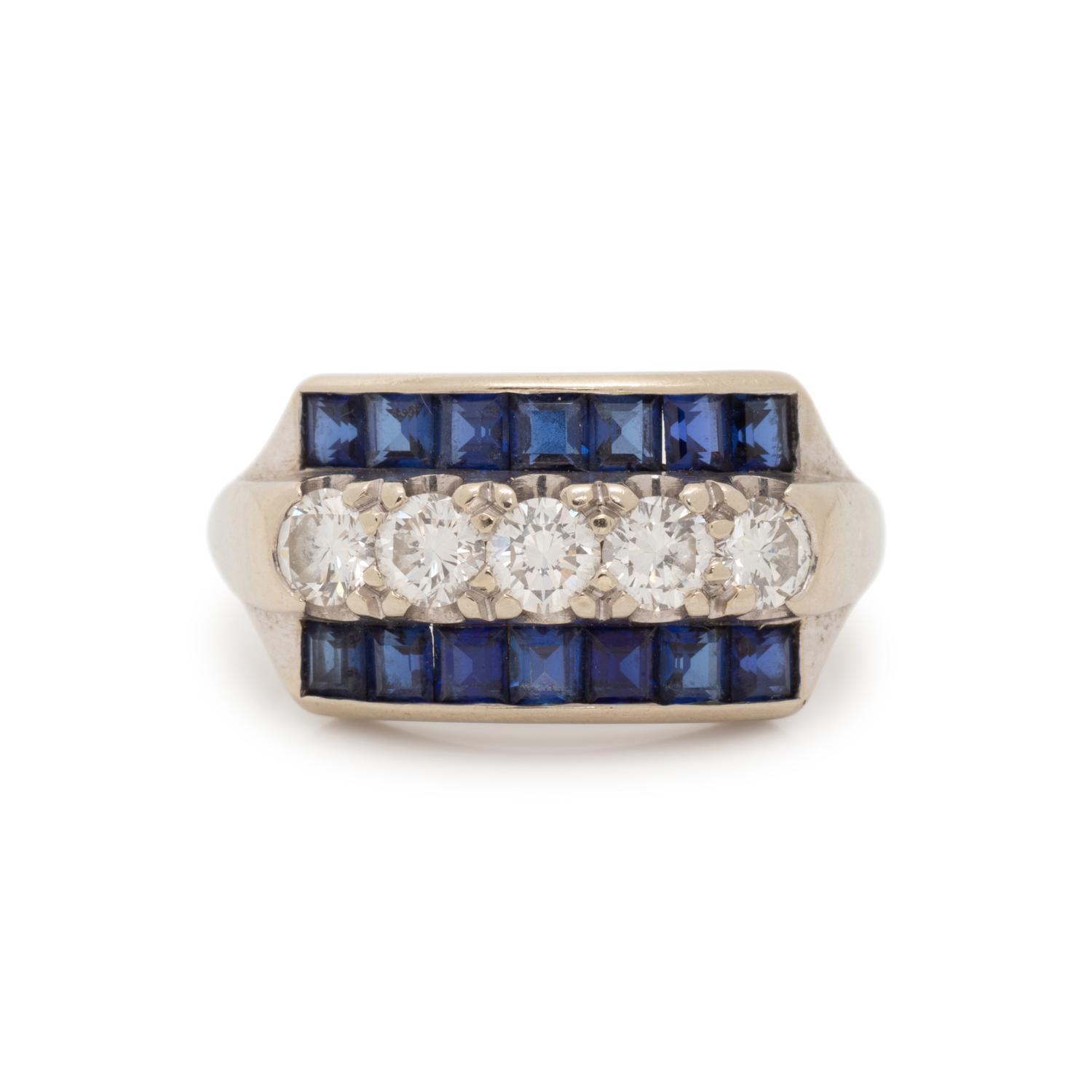 DIAMOND AND SYNTHETIC SAPPHIRE RING