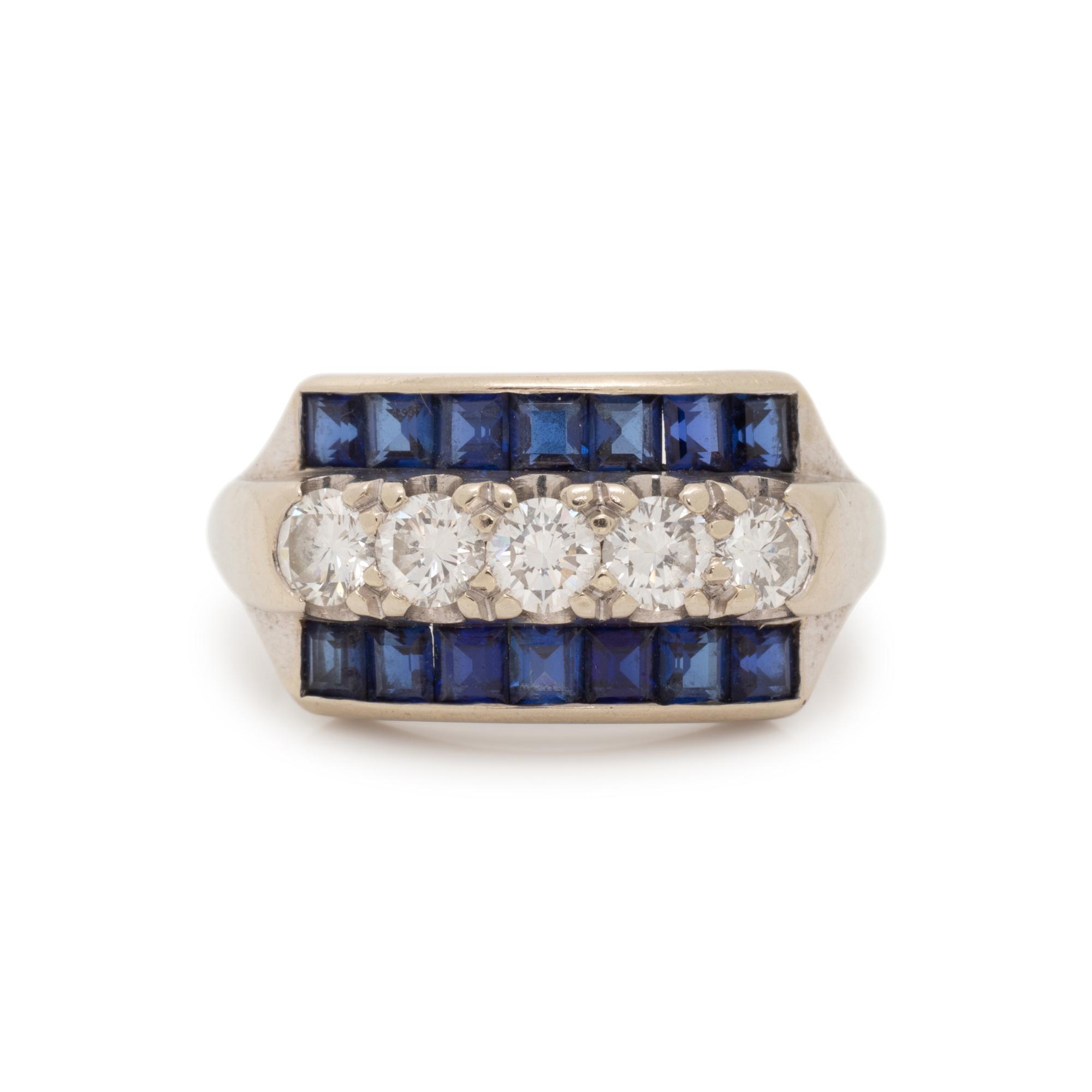 DIAMOND AND SYNTHETIC SAPPHIRE RING