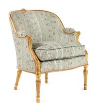 A George III Carved Giltwood Bergère