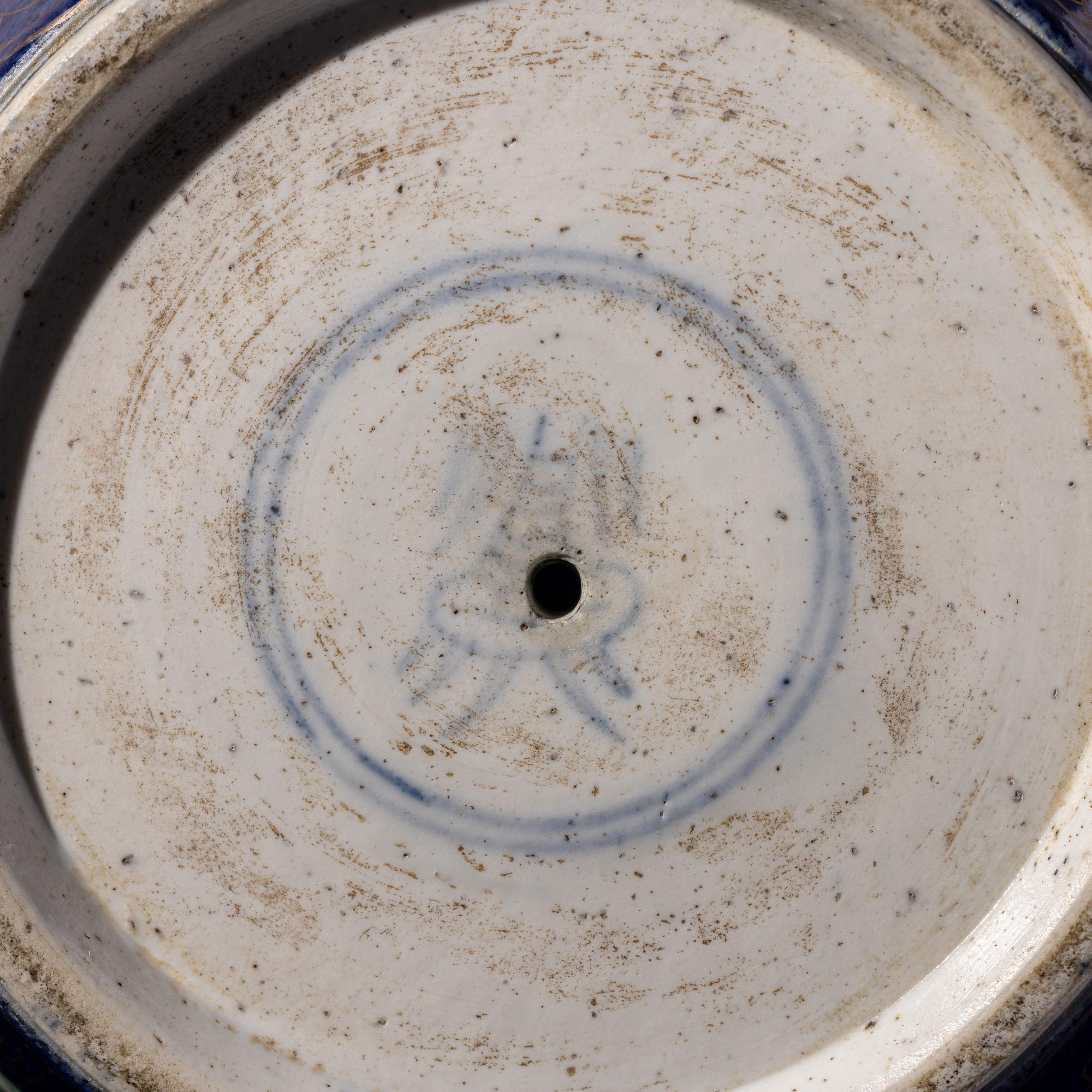 Two Chinese Blue Ground Porcelain Globular Jars