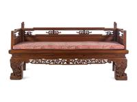 A Chinese Carved Cypress Daybed