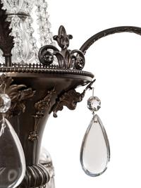 A Continental Bronze and Cut Glass Five-Light Chandelier