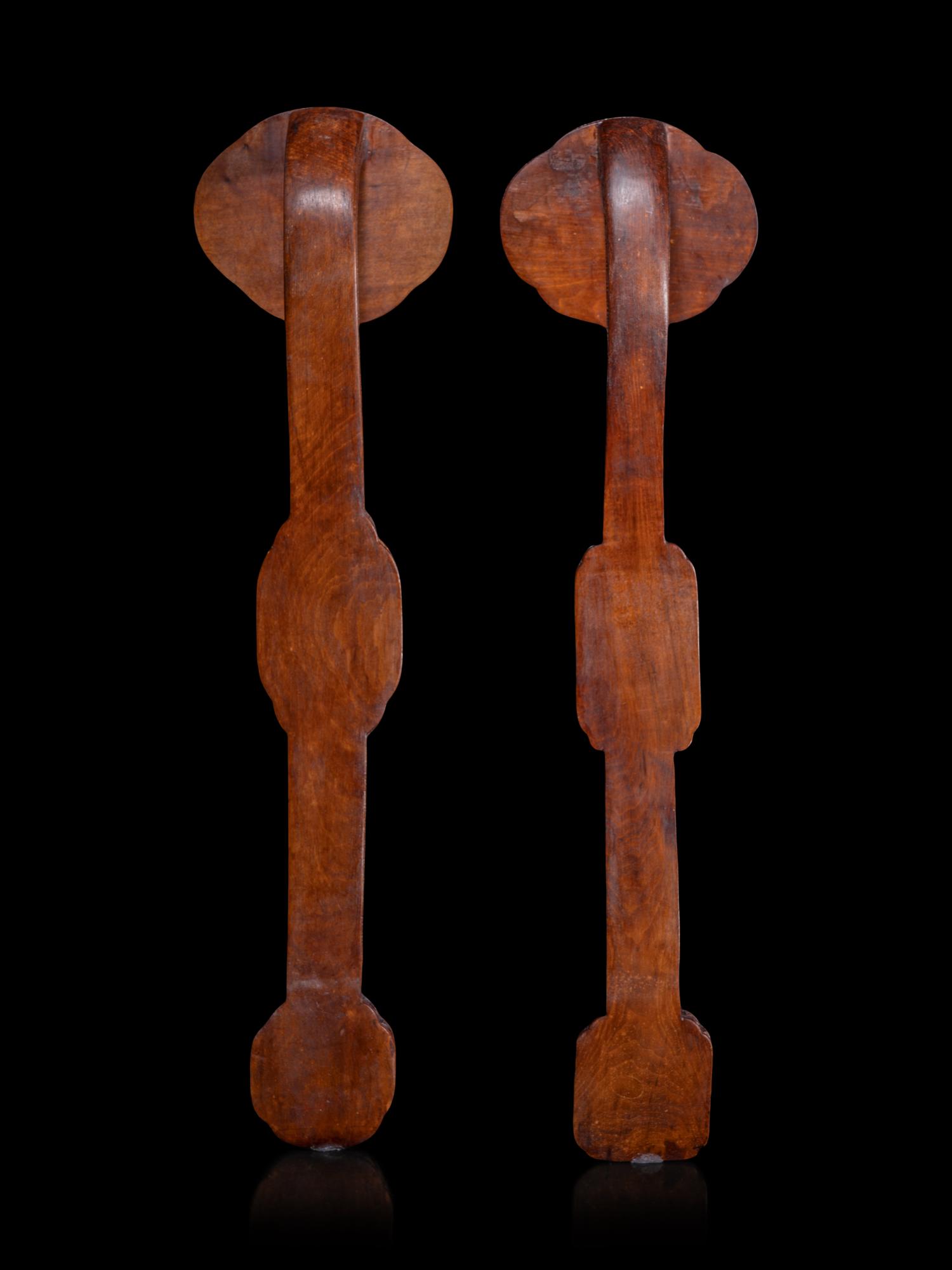 Two Chinese Carved Hardwood Ruyi Scepters