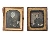 [EARLY PHOTOGRAPHY]. 22 sixth plate daguerreotypes of women posed with books and cased images.
