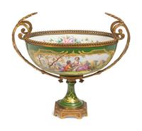 A Sèvres Style Gilt Bronze Mounted Porcelain Centerpiece