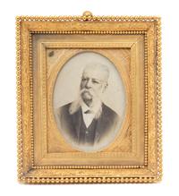 A French Chased Gilt Metal Easel Back Picture Frame Height 5 3/4 x width 5 1/8 inches. — 19TH CENTURY