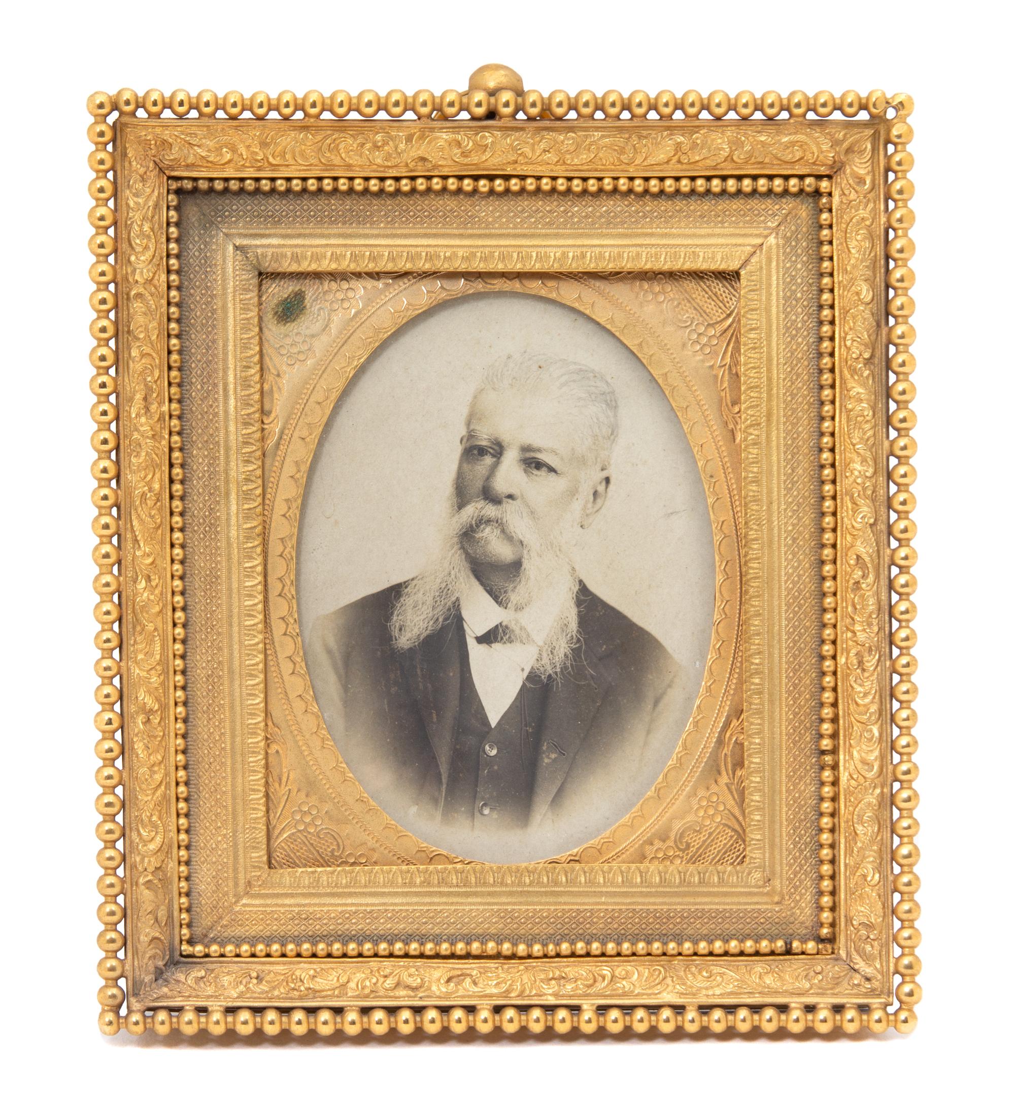 A French Chased Gilt Metal Easel Back Picture Frame Height 5 3/4 x width 5 1/8 inches. — 19TH CENTURY