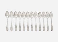 A rare set of twelve silver coffin-end tablespoons, William Garret Forbes (1751-1840), New York, NY, circa 1810
