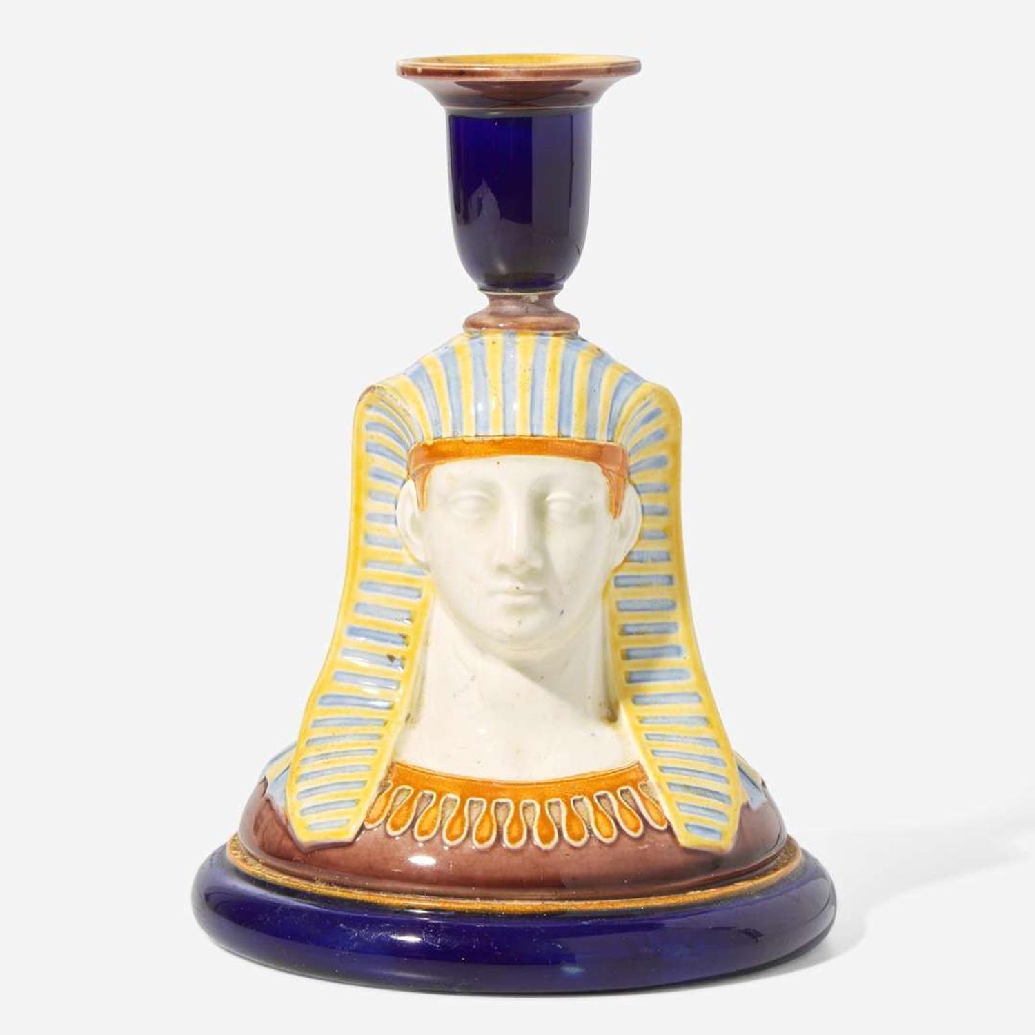 A Wedgwood Majolica Egyptian Revival "Philae" Candleholder UK, 1860s