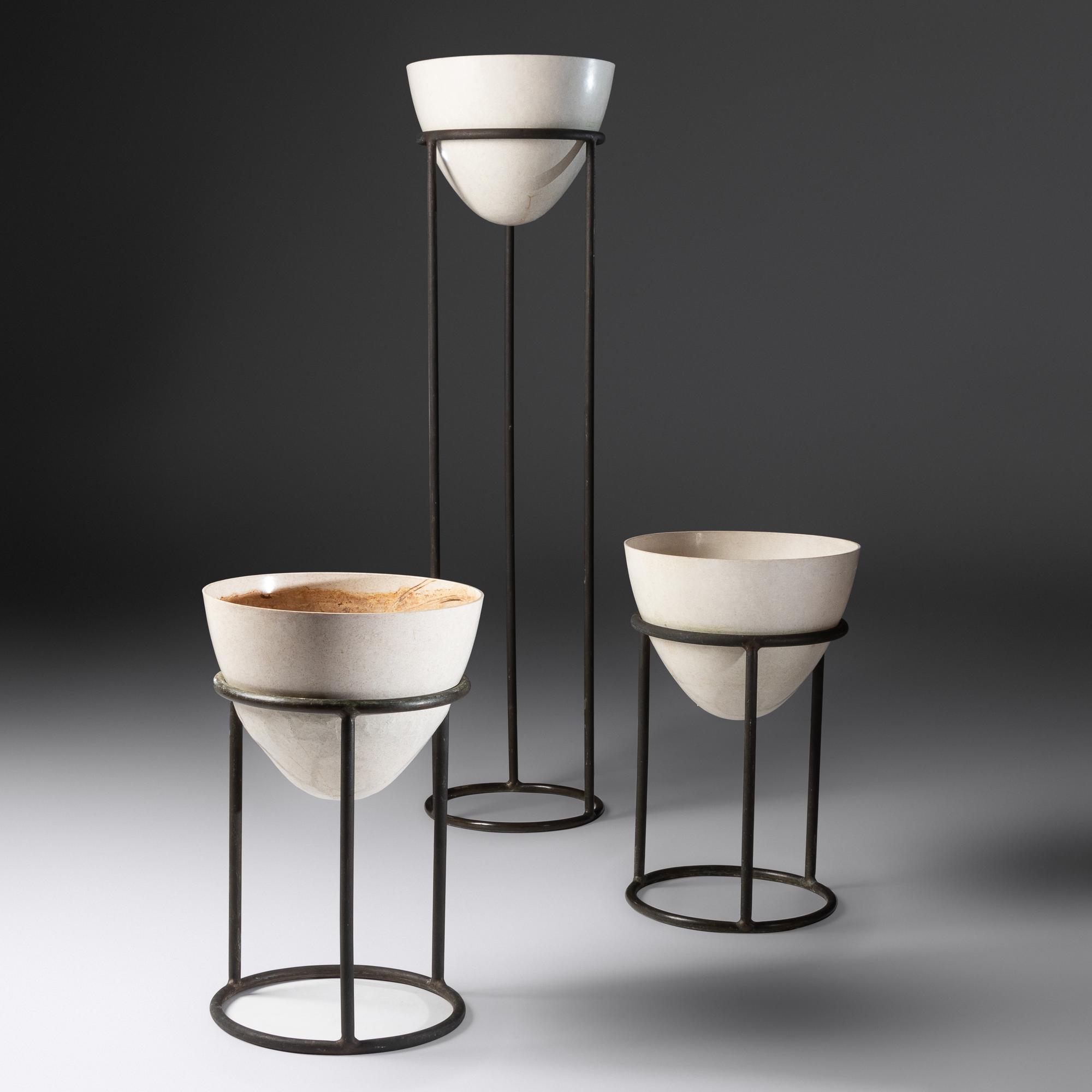 Three Furniture Plant Stands, c. 1954 Brown Jordan, USA