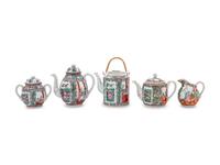 A Large Partial Set of Chinese Rose Medallion Porcelain Tea Service