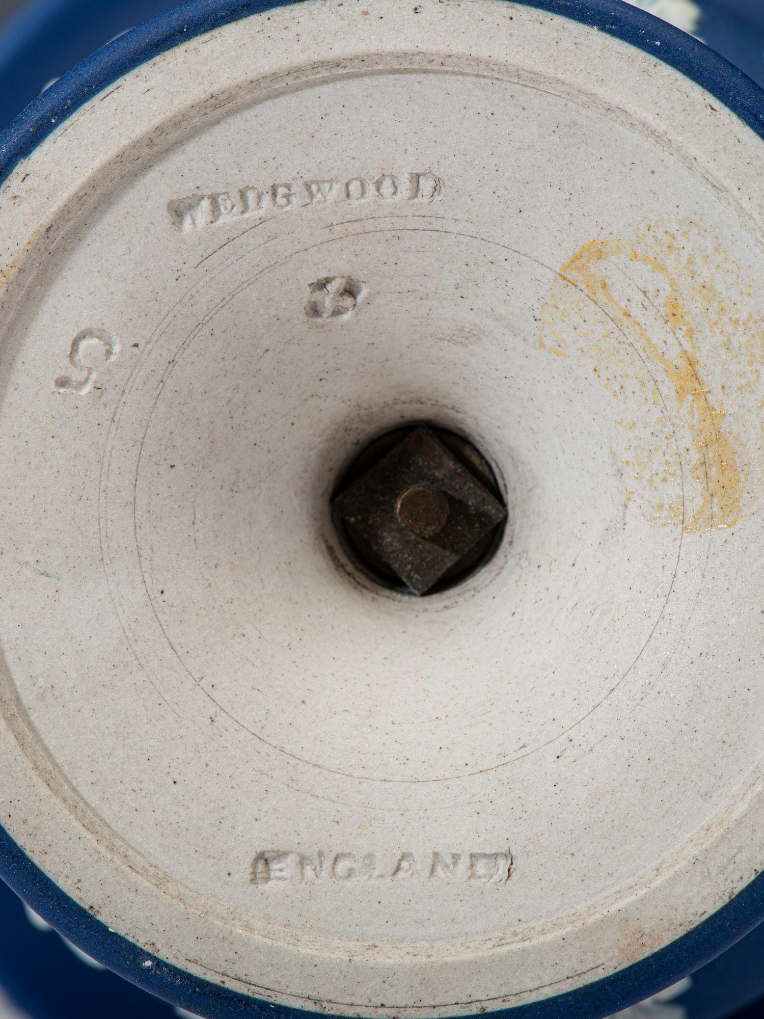 Five Wedgwood Blue Jasperware Articles
