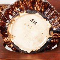 A Painted Wood Wash Stand with a Flint Enamel Water Pitcher and Wash Basin