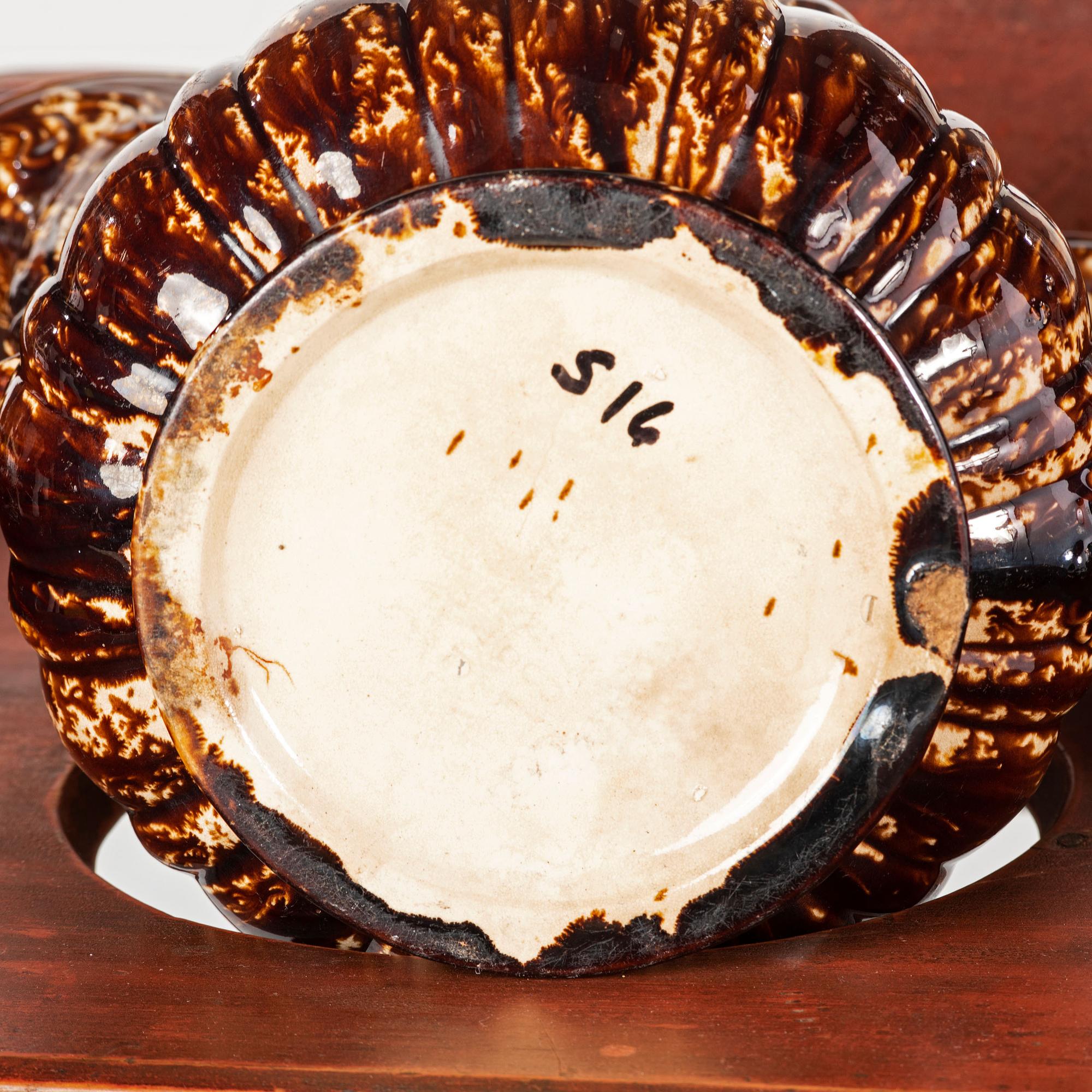 A Painted Wood Wash Stand with a Flint Enamel Water Pitcher and Wash Basin