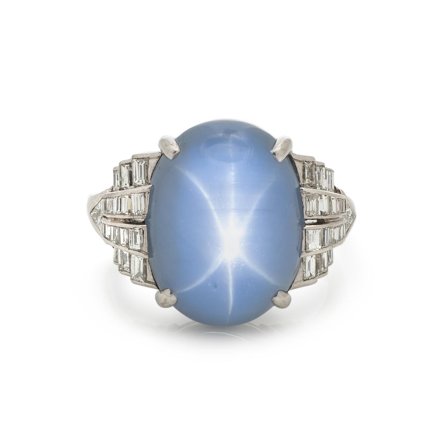 STAR SAPPHIRE AND DIAMOND RING