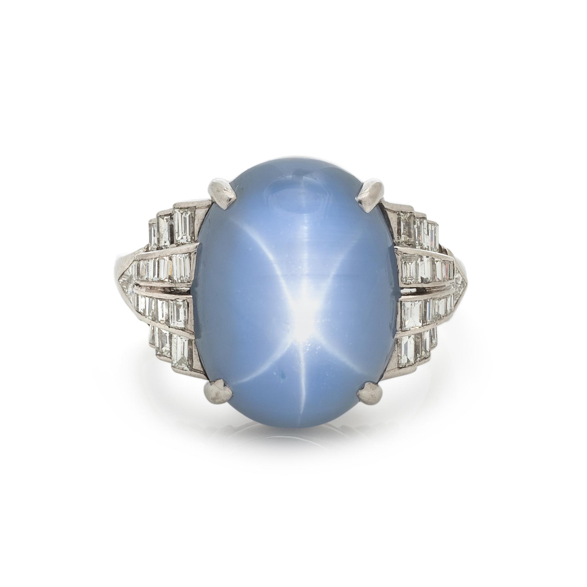 STAR SAPPHIRE AND DIAMOND RING