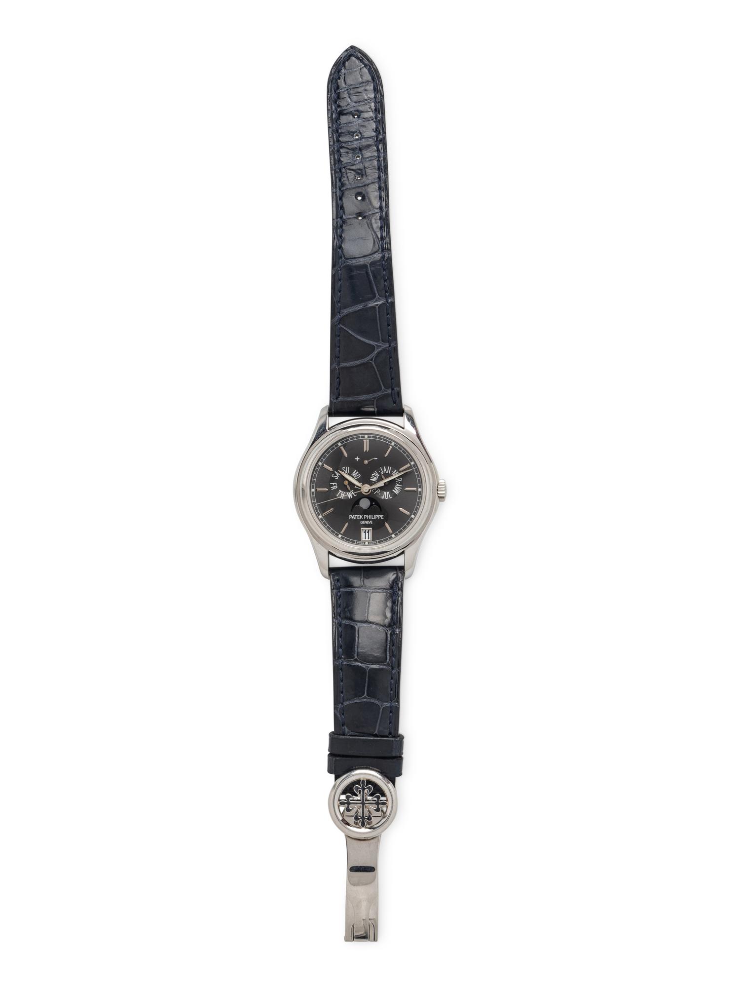 PATEK PHILIPPE, REF. 5146P PLATINUM ANNUAL CALENDAR WITH MOON PHASE WATCH, BOX & PAPERS